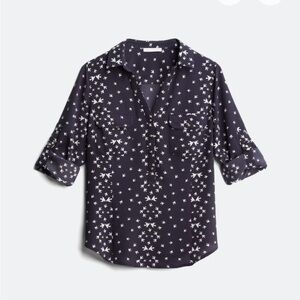 Skies are Blue Navy Bird Print Blouse